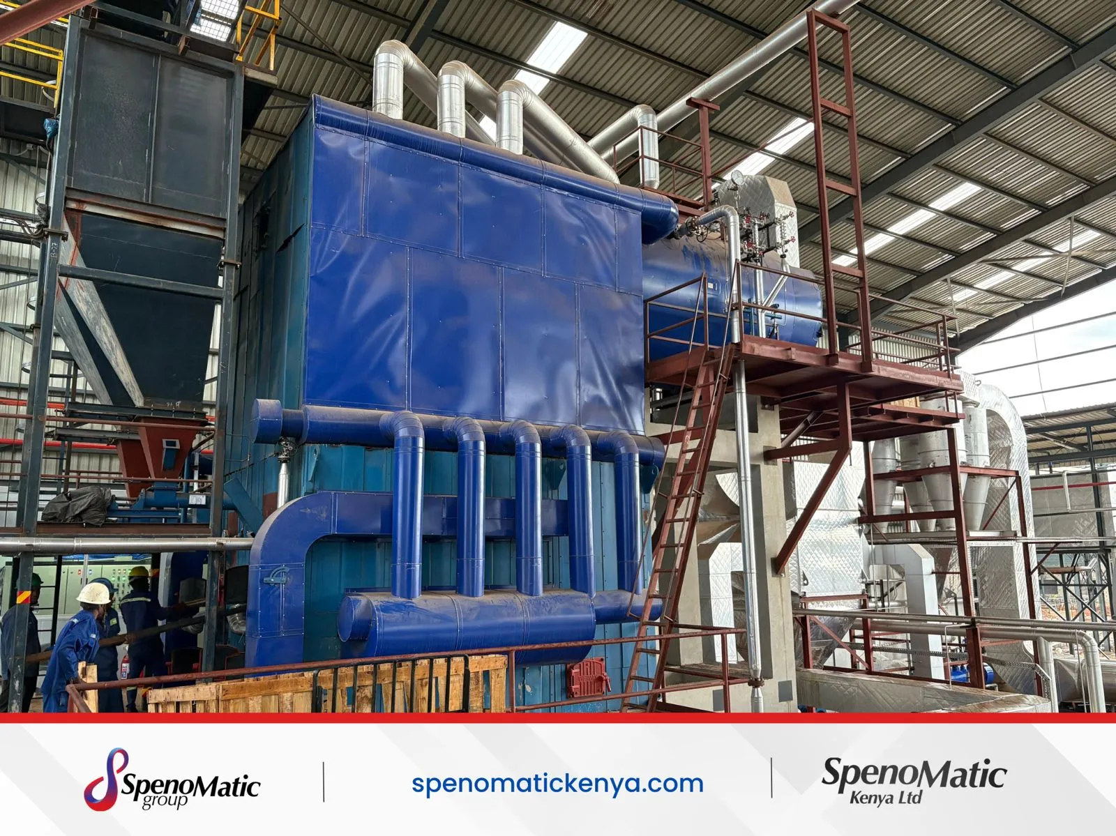 Spenomatic industrial FBC boiler installation with heat-recovery equipment