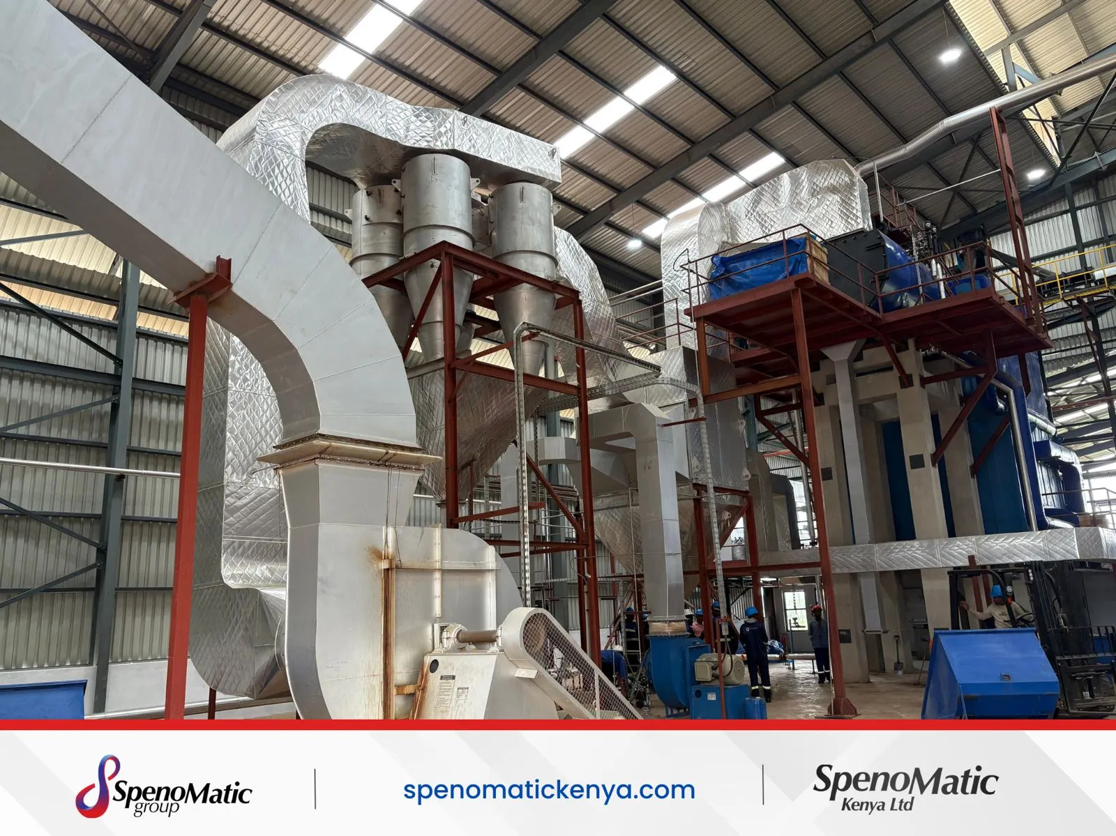 Spenomatic industrial boiler project with insulated ductwork and recovery equipment