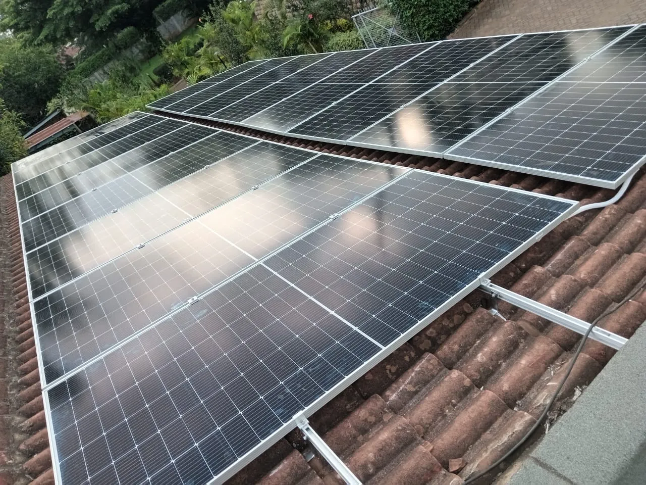 Completed residential rooftop solar installation