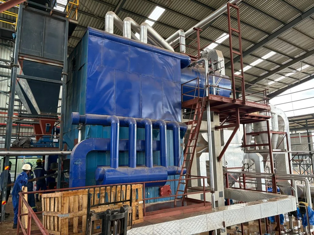 Completed Spenomatic boiler plant with pipework, access platforms and heat recovery