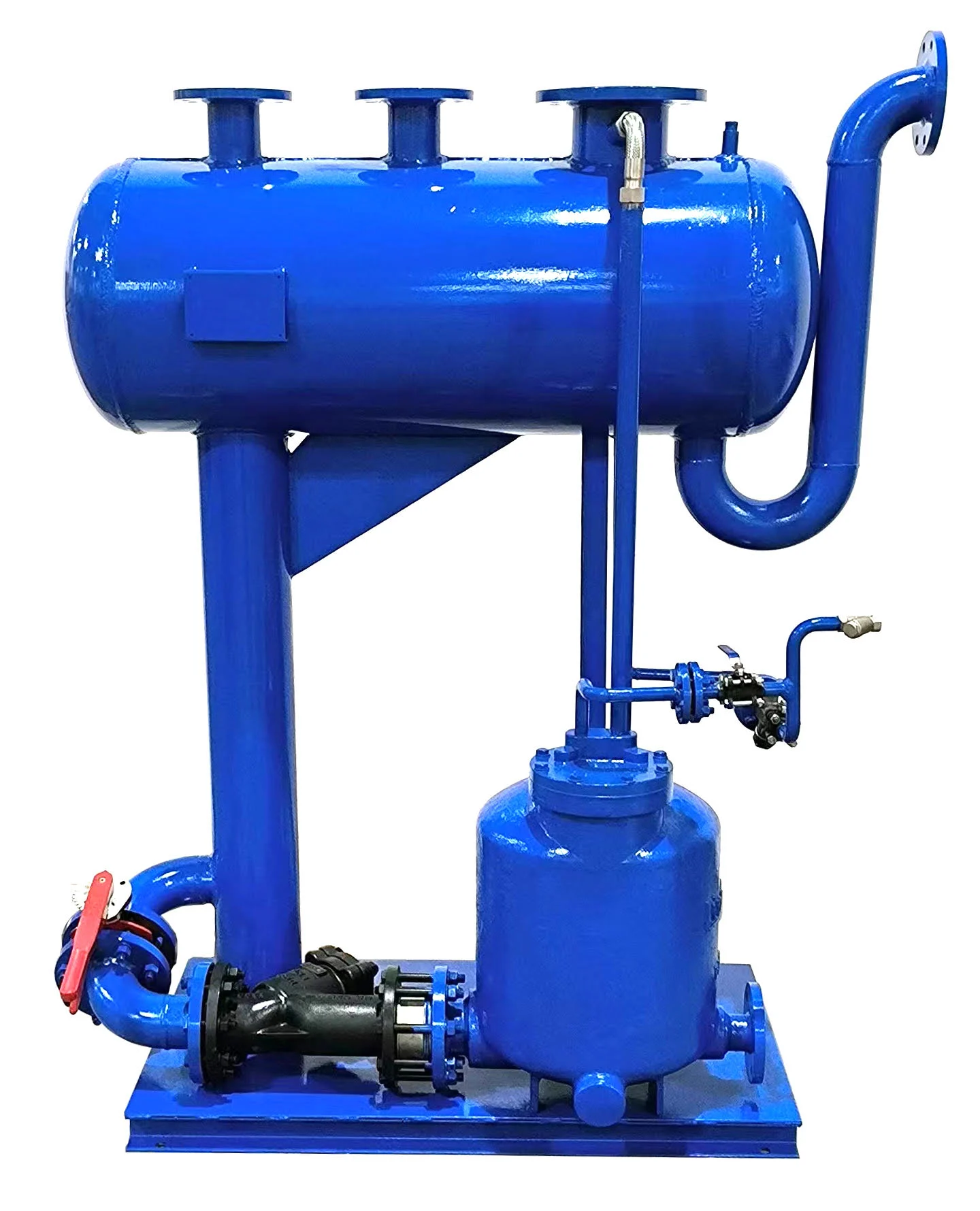 Mechanical condensate recovery assembly with receiver, pump and connecting valves