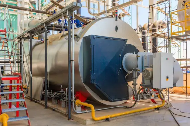 Gas boilers in gas boiler room for steam production