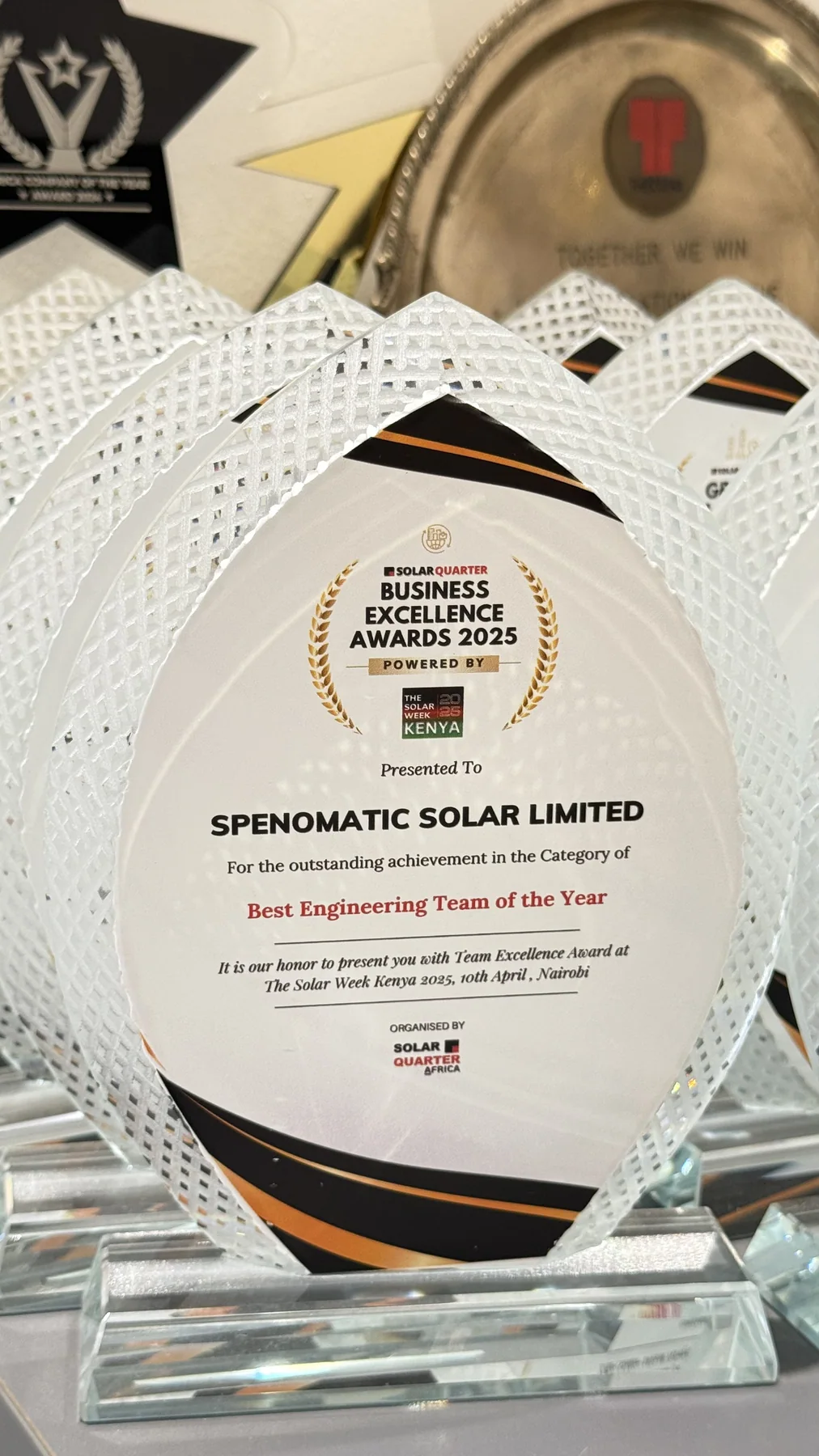 Best Engineering Team of the Year — Spenomatic Solar Ltd