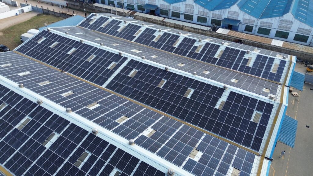 Solar Panels on top of a factory roof - Solar power project by Spenomatic Group
